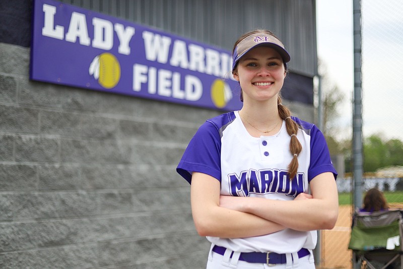 Staff photo by Olivia Ross / Marion Countys Milan Pemberton (00) poses for a photo before her game against Polk County on Thursday, April 6, 2023.