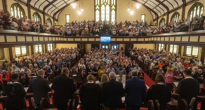 Contributed photo / Church representatives gathered Saturday at Central United Methodist Church in Knoxville to ratify the disaffiliation of 264 churches in the Holston Conference of the United Methodist Church.