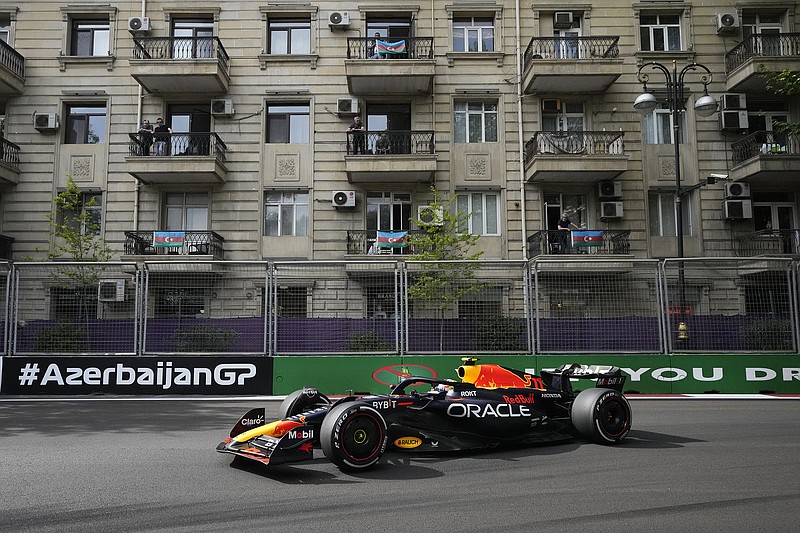 AP photo by Sergei Grits / Sergio Pérez competes in Formula One's Azerbaijan Grand Prix on Sunday in Baku. Pérez and Max Verstappen gave Red Bull a 1-2 finish and the team's fourth victory in as many races this season.