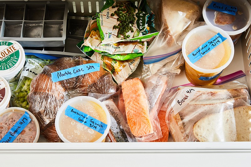 Wrapping food tightly and keeping it in airtight containers helps prevent freezer burn. / Linda Xiao/The New York Times