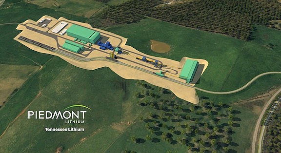 Contributed Rendering / A rendering of the planned lithium hydroxide production plant in Etowah, Tenn., is shown. Piedmont Lithium is building the $600 million facility that will be called Tennessee Lithium.