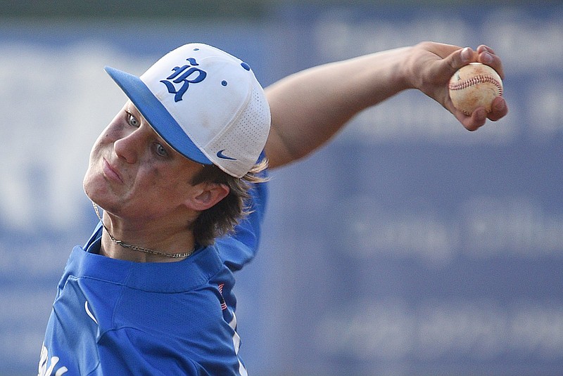 Staff photo by Matt Hamilton / Ringgold senior ace Ross Norman pitches during a home game against Adairsville on April 4.