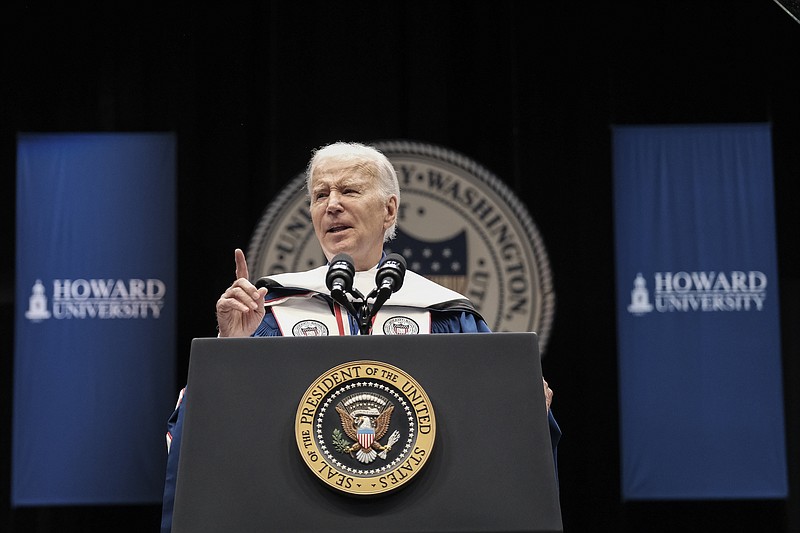 Photo/Michael A. McCoy/The New York Times / President Joe Biden delivers the commencement address during Howard Universitys 155th commencement ceremony, at Capital One Arena in Washington, on May 13, 2023.
