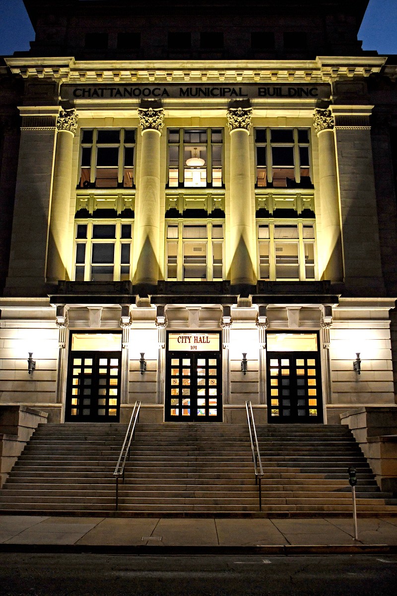 Staff photo/Robin Rudd / Chattanoogas City Hall, on East 11th Street, is seen before dawn on March 30, 2023.