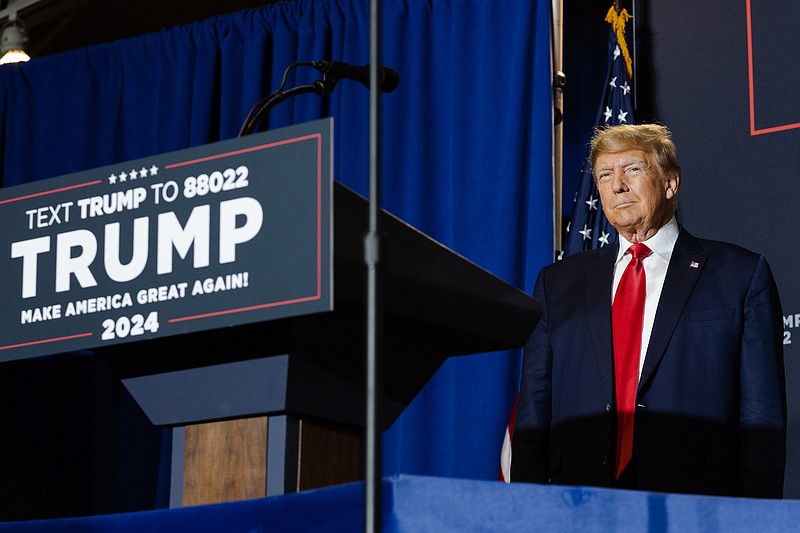 File photo/Sophie Park/The New York Times / Former President and GOP presidential candidate Donald Trump speaks at a campaign event in Manchester, New Hampshire, on April 27, 2023.