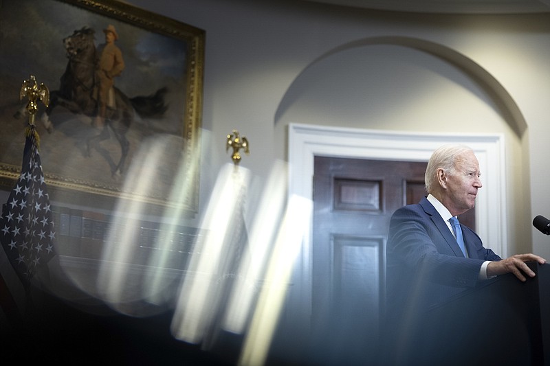 Photo/Tom Brenner/The New York Times / President Joe Biden delivers remarks on the national debt limit from the Roosevelt Room at the White House in Washington, on Wednesday, May 17, 2023.