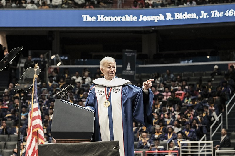 Photo/Michael A. McCoy/The New York Times / President Joe Biden delivers the commencement address during Howard Universitys 155th commencement ceremony, at Capital One Arena in Washington, on May 13, 2023.