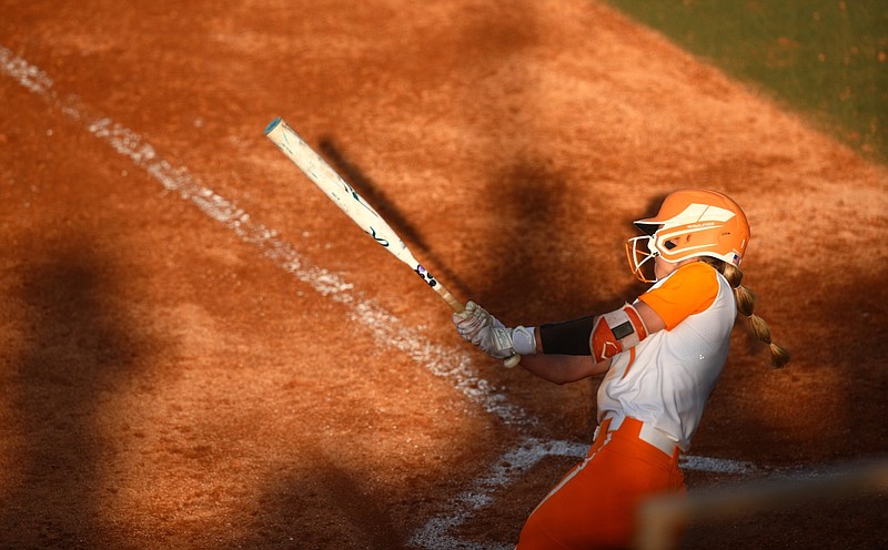 Tennessee Athletics photo / Katie Taylor's RBI double to right field amid the shadows at Sherri Parker Lee Stadium added to Tennessee's six-run third inning as the Lady Vols routed Northern Kentucky 12-0 Friday evening in the NCAA tournament's Knoxville Regional.