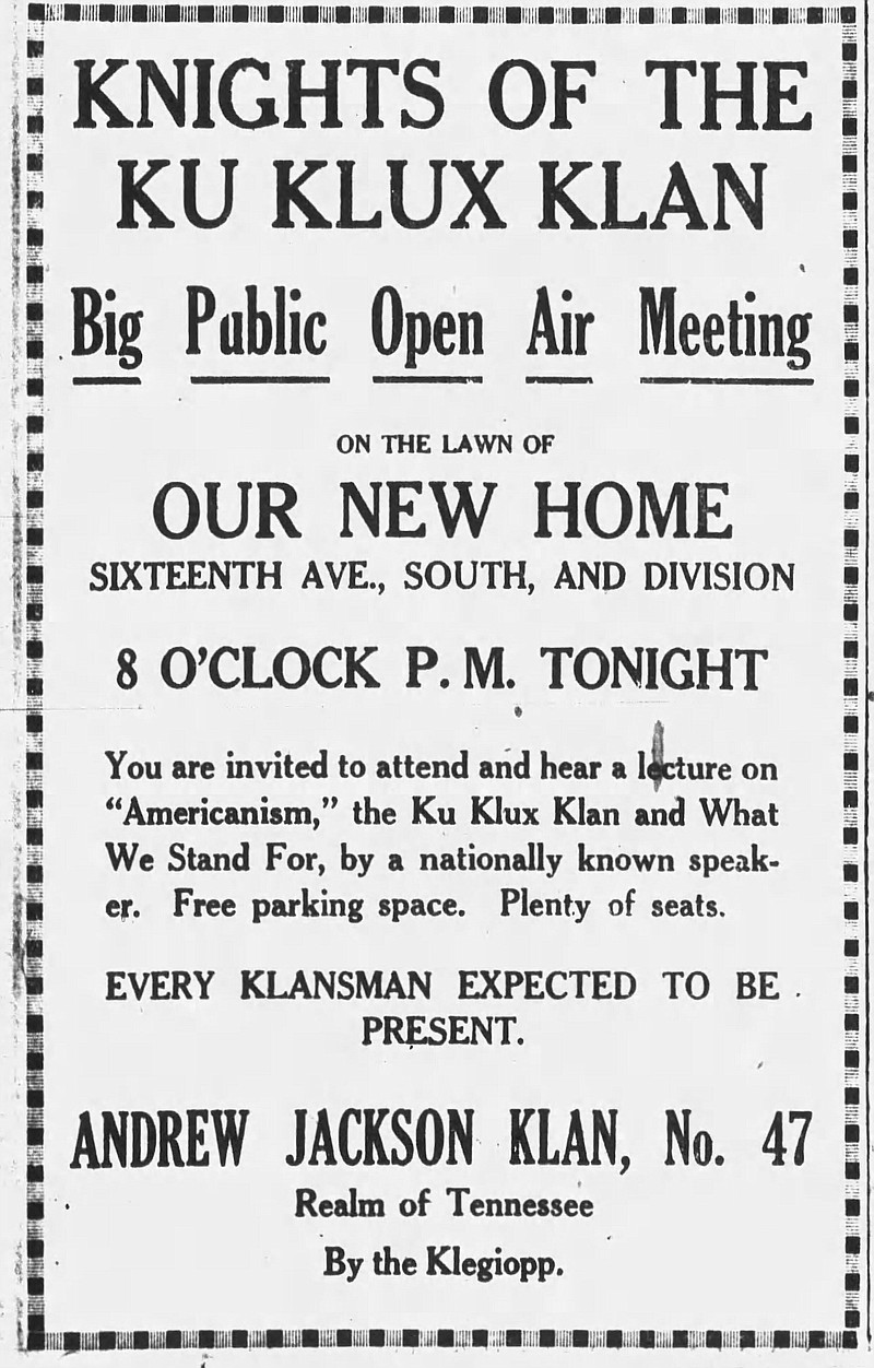 This advertisement ran in the Nashville Tennessean on Oct. 10, 1924.