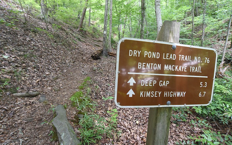 Staff Photo by Matt Hamilton / A sign marks an entry point to the Benton MacKaye Trail in Polk County, Tenn., in 2022.