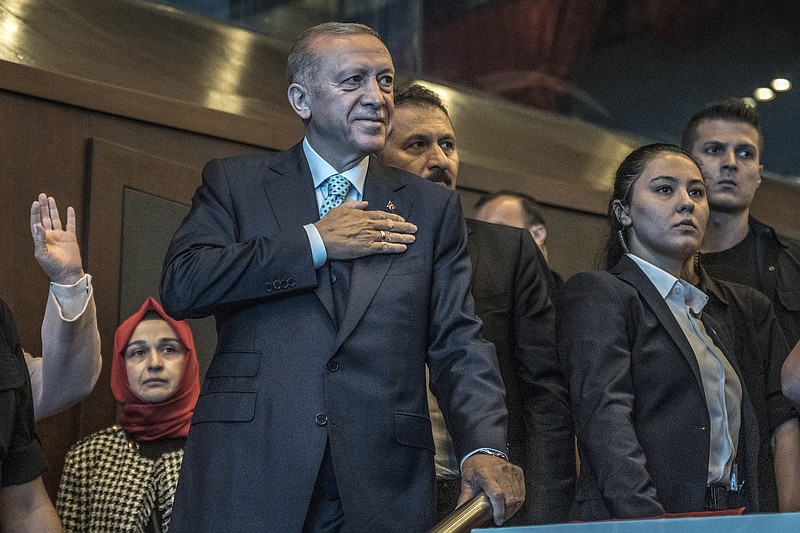 Photo/Sergey Ponomarev/The New York Times / President Recep Tayyip Erdogan of Turkey appears at an event held by his political party in Istanbul on Friday May 26, 2023. Erdogans electoral victory was propelled in part by the fervent support of an often underappreciated constituency — conservative religious women.