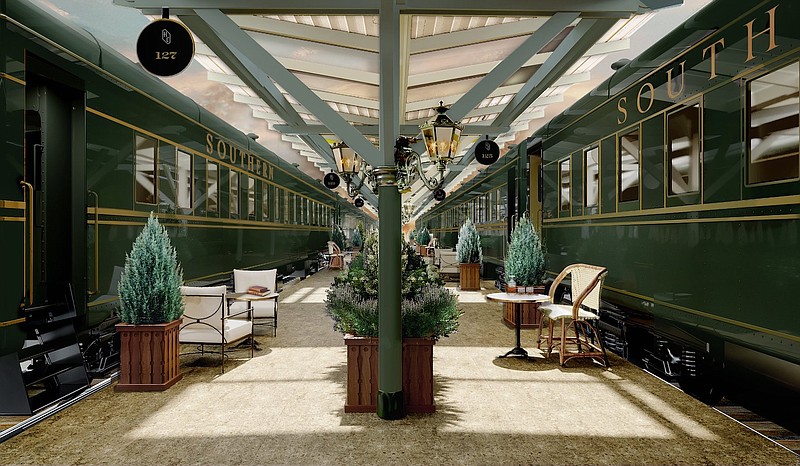 Contributed Image / Renovated vintage rail cars are shown amid revamped space as part of the makeover of the Chattanooga Choo Choo Hotel. The refurbished lodging will be called The Hotel Chalet, according to owner Trestle Studio.