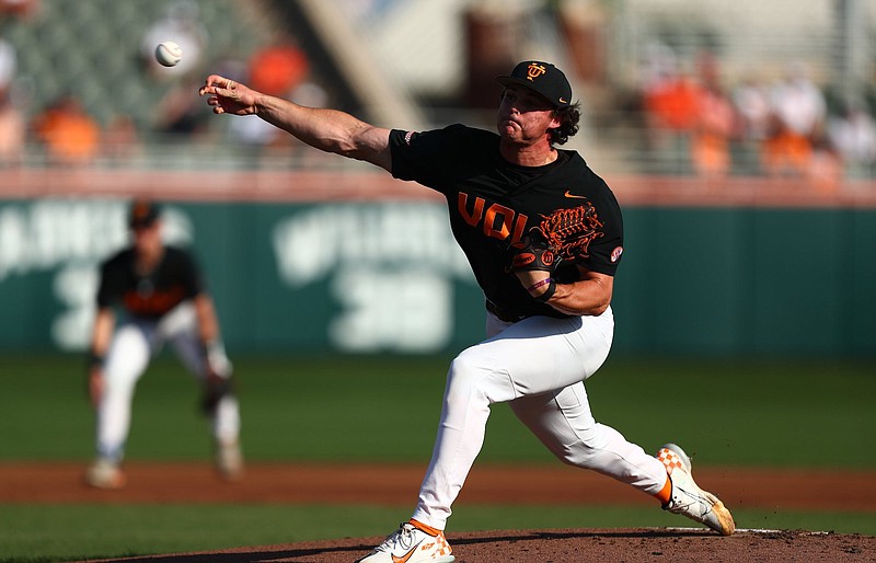 Tennessee Athletics photo / Tennessee pitcher Andrew Lindsey allowed one run in seven innings as the Volunteers dominated Charlotte 8-1 Friday night in the Clemson Regional of the NCAA tournament.