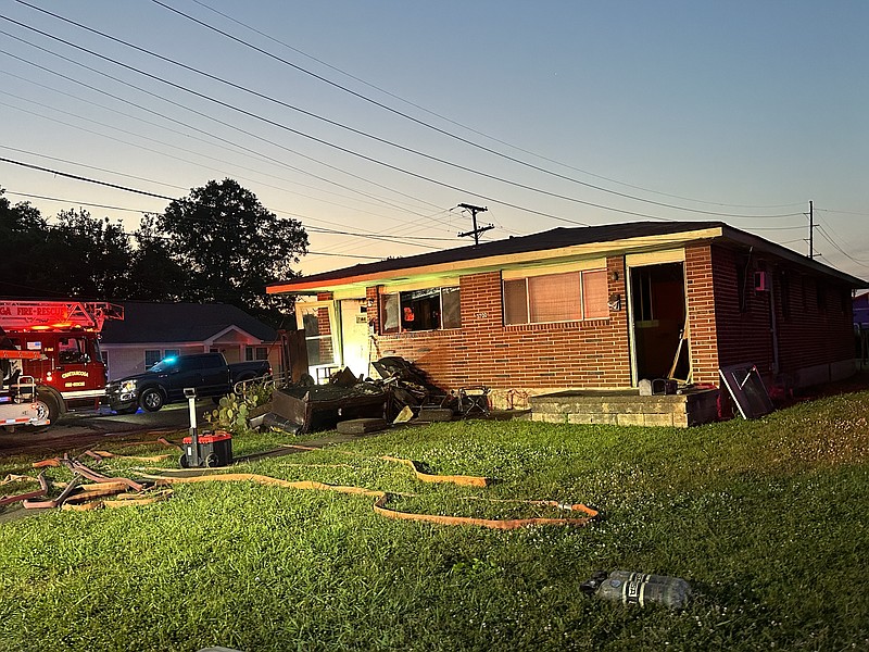 The scene of a duplex fire is seen in the 3700 block of Dorris Street on Saturday. / Chattanooga Fire Department