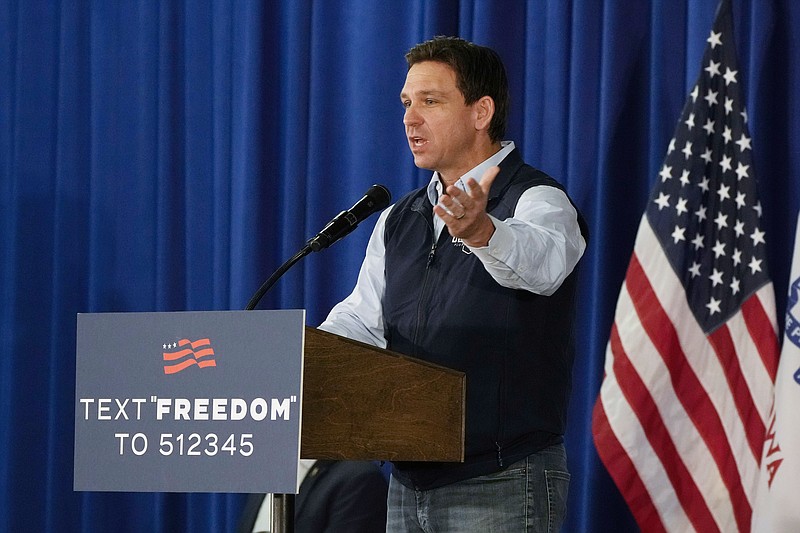 Republican presidential candidate Florida Gov. Ron DeSantis speaks during a campaign event May 31 in Cedar Rapids, Iowa. (AP Photo/Charlie Neibergall, File)