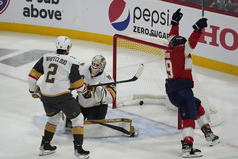 Panthers beat Golden Knights in overtime, earn first win in