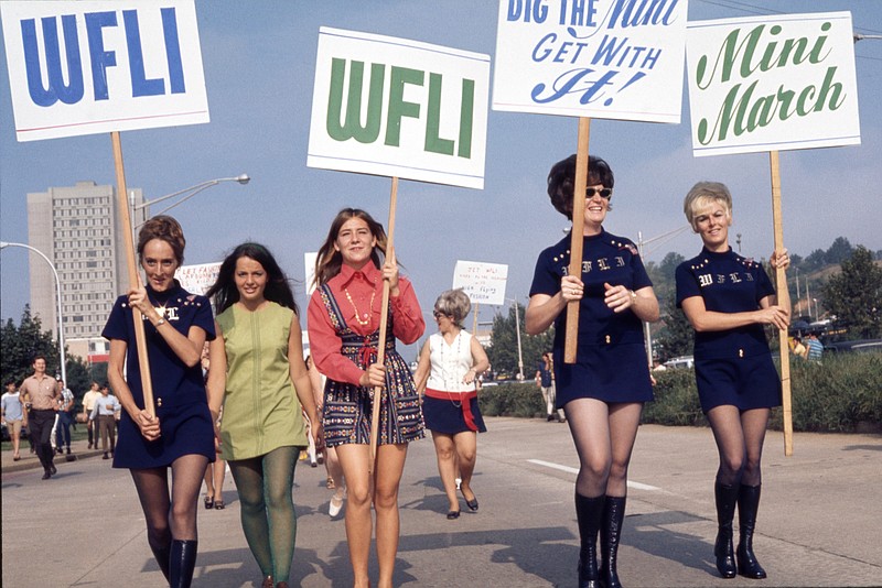 Contributed Photo by S. Parks Hall through ChattanoogaHistory.com
In September 1970, a group of women marched through downtown Chattanooga wearing miniskirts as part of a WFLI radio station promotion that also drew hundreds of men, most of them carrying cameras to photograph the marchers.