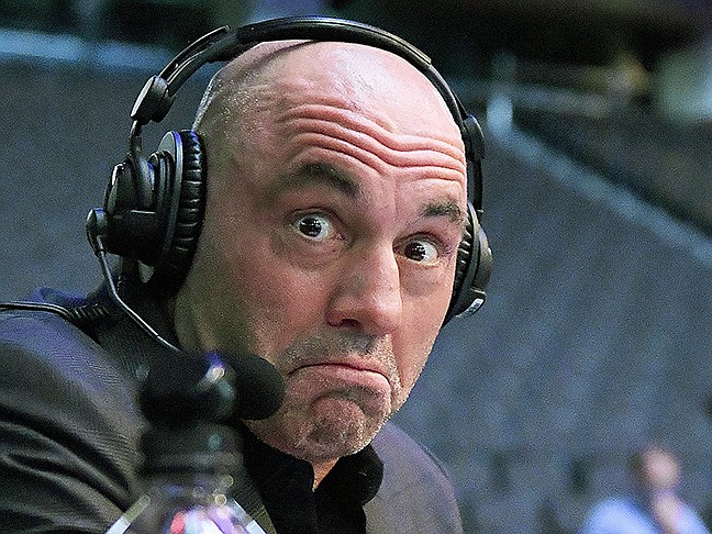 File photo by Douglas P. DeFelice/Getty Images
Joe Rogan is seen in the studio of his Spotify podcast.