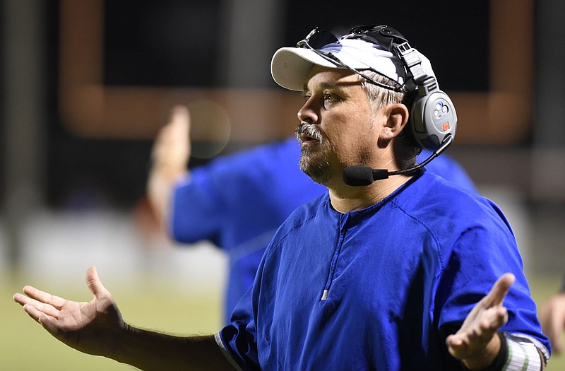 Staff file photo by Robin Rudd / Derrick Davis made a successful return to Polk County last year, when he began his second stint as the head football coach at his alma mater by guiding the Wildcats to a winning record and a playoff berth.