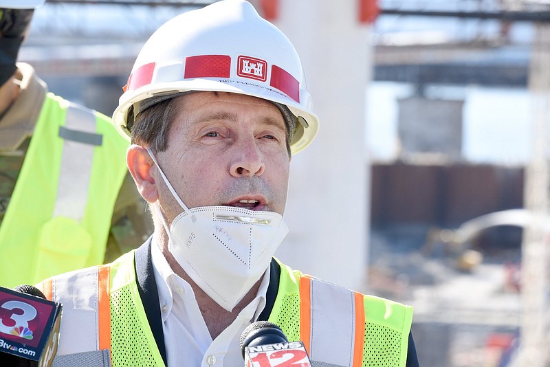 Staff Photo by Matt Hamilton / Rep. Chuck Fleischmann speaks at the Chickamauga Dam on the Tennessee River in 2021.