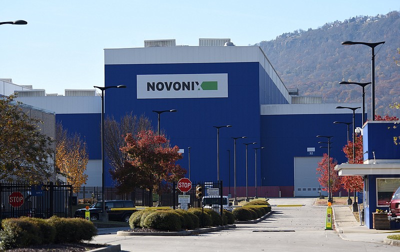 Staff Photo by Matt Hamilton / The Novonix factory on Riverfront Parkway in Chattanooga is shown in Nov. 20, 2021. The company is a manufacturer of synthetic graphite used in electric vehicle batteries.