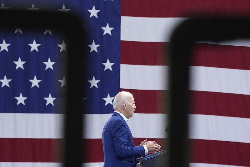 AP Photo/Alex Brandon / President Joe Biden, speaking at the Arcosa Wind Towers in Belen, New Mexico, has had some mean things said about him by Republicans.
