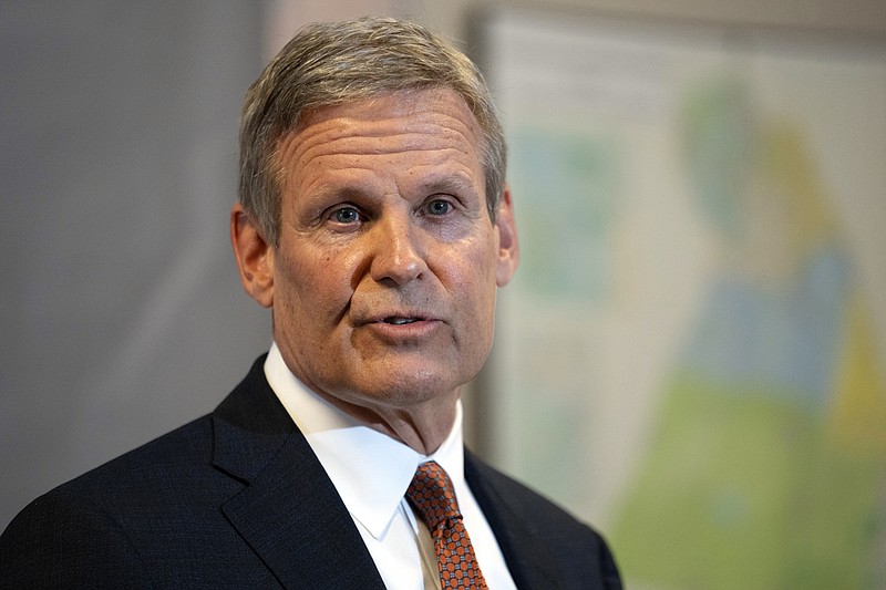 Tennessee Gov. Bill Lee responds to questions during a news conference April 11 in Nashville. Lee wants to expand DNA testing to everyone in the state who is charged with a felony. (AP Photo/George Walker IV, File)