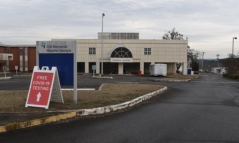 Staff Photo by Matt Hamilton / A sign for COVID-19 testing at CHI Memorial Hospital in Fort Oglethorpe, Ga., is seen Dec. 20.