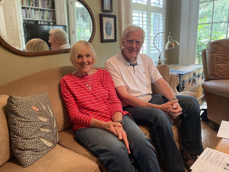 Staff Photo by Mark Kennedy / Ron Littlefield, right, and his wife, Lanis, pose inside their home in Glendon Place in Brainerd on Wednesday. The Littlefields have lived in the home for 52 years.