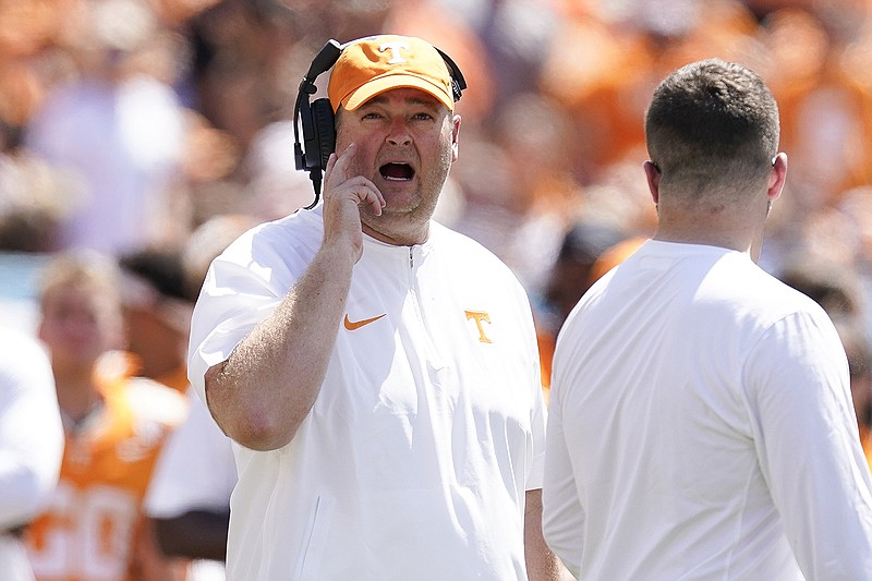 AP photo by George Walker IV / Tennessee football coach Josh Heupel opened his third season leading the Vols with a bold offensive call on fourth down early in Saturday's game against Virginia.