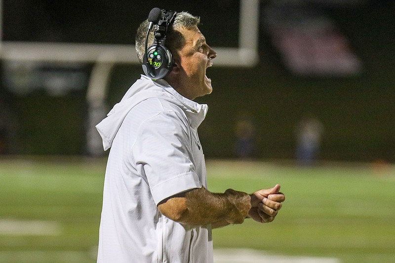 Staff file photo by Olivia Ross / Bradley Central football coach Damon Floyd's team, already ranked No. 1 in Class 6A, improved to 4-0 with Friday night's shutout win at Walker Valley.