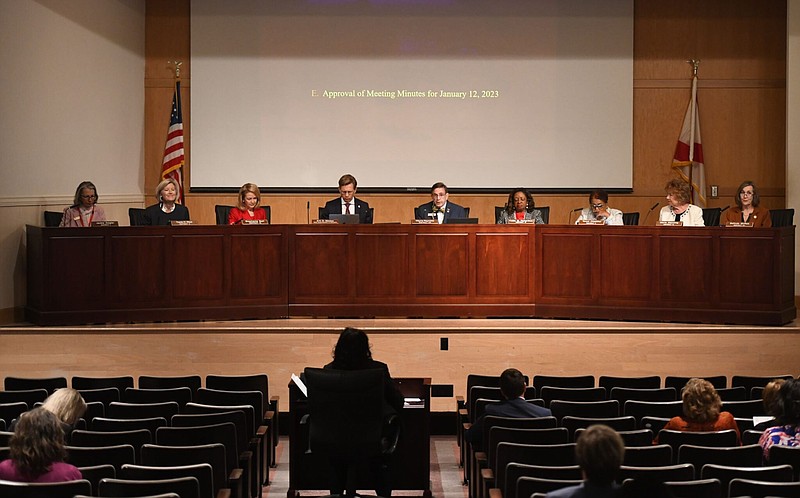 The Alabama State Board of Education approves minutes during its regular meeting on February 9, 2023. (Brian Lyman/Alabama Reflector)