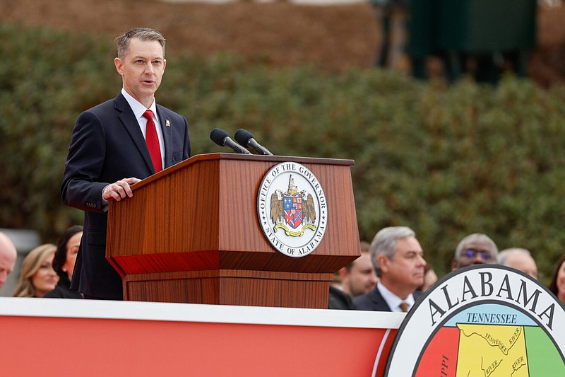 Alabama Secretary of State Wes Allen delivers a speech during inaugural ceremonies Jan. 16 in Montgomery, Ala. / Alabama Reflector Photo by Stew Milne