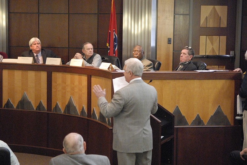 Staff file photo / Attorney Doug Cox speaks to members of the Chattanooga Beer and Wrecker Board about the permit of his client, Skyzoo Club and Lounge, in 2010. The club has since closed.