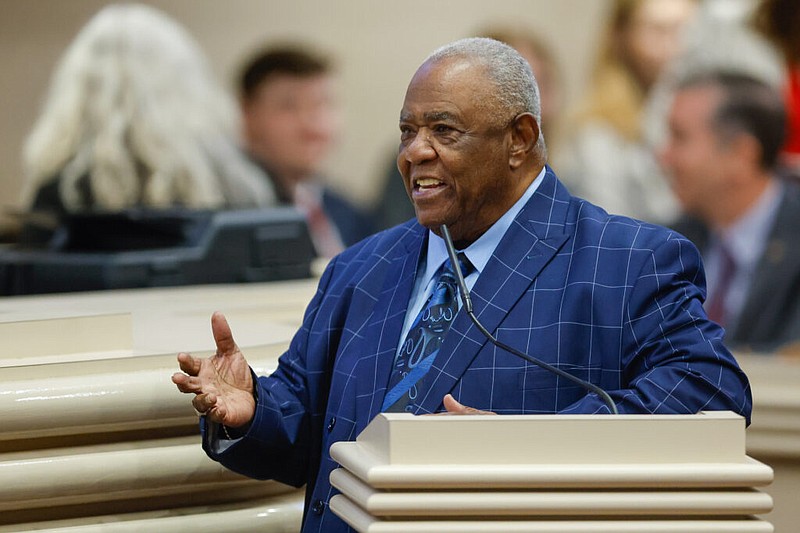 State Rep. John Rogers, D-Birmingham, speaks March 14 during a session of the Alabama House of Representatives. / Alabama Reflector photo by Stew Milne