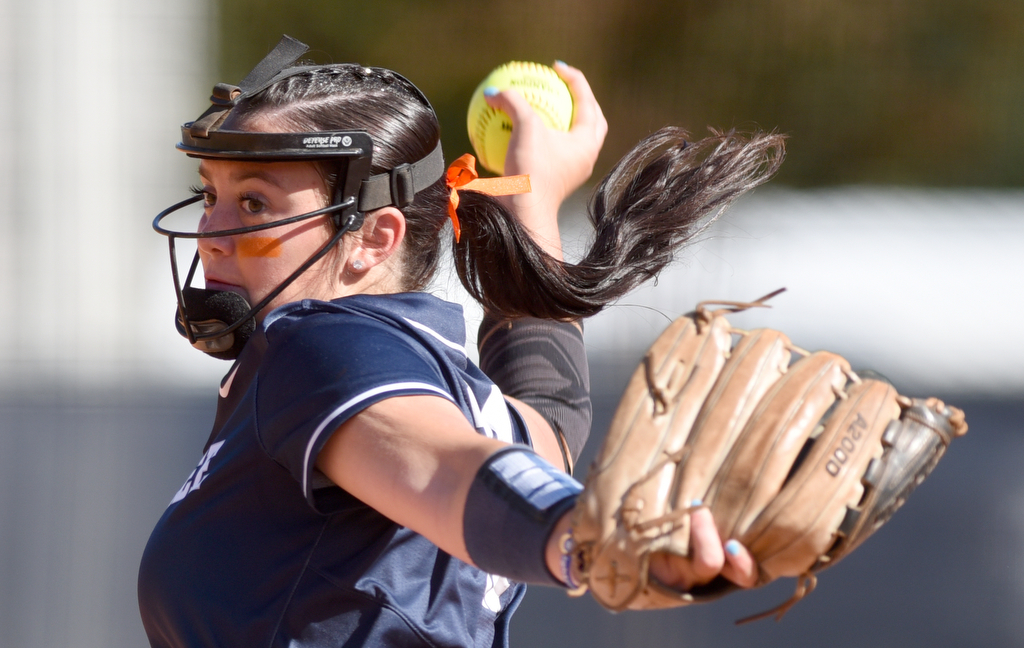 Staff photo by Matt Hamilton/ Gordon Lee (11) Sydney Garrett fires a pitch against Stephens County at Gordon Lee on Tuesday, October 17, 2023. Gordon Lee went on to win the game, 15-0 in three innings by the mercy rule to advance to the Class AAA Elite Eight next week in Columbus.