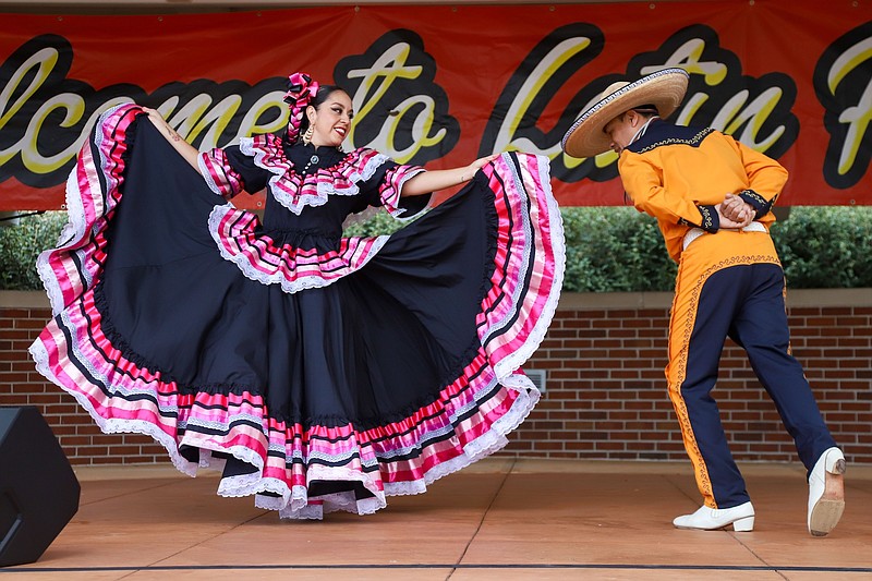 Staff photo by Olivia Ross / Ballet Folklórico Enamble de Mexico performs on stage during Chattanooga State Community College's 8th Annual Latin Festival that was held Saturday, Oct. 14, 2023. The event featured live entertainment, food, activities and more.