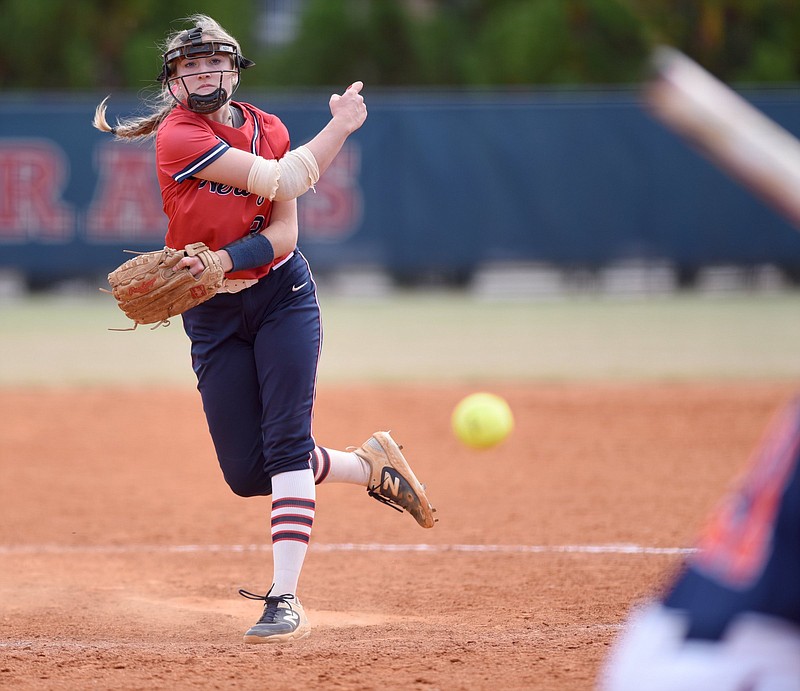 Staff photo by Matt Hamilton/ Heritage junior pitcher Addie Edwards leads the Generals against a tough Class AAAA field at the GHSA Softball Championships beginning Wednesday in Columbus.