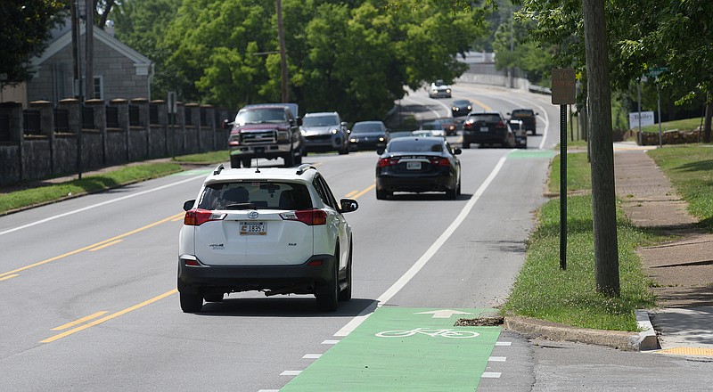 Staff File Photo By Matt Hamilton / Bailey Avenue, which was narrowed several years ago from four lanes to three to accommodate a rarely used bike lane, is experiencing increased traffic because of the work on local interstate highways.