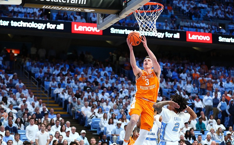 Tennessee Athletics photo / Tennessee's Dalton Knecht scored 37 points Wednesday night, but it wasn't enough as the No. 10 Volunteers lost at No. 17 North Carolina 100-92 in the ACC/SEC Challenge.