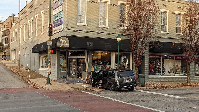 Staff Photo By Ricky Young / This was the scene on Frazier Avenue last weekend while Chattanooga police investigated a two-vehicle crash in which two pedestrians were killed and one seriously injured.