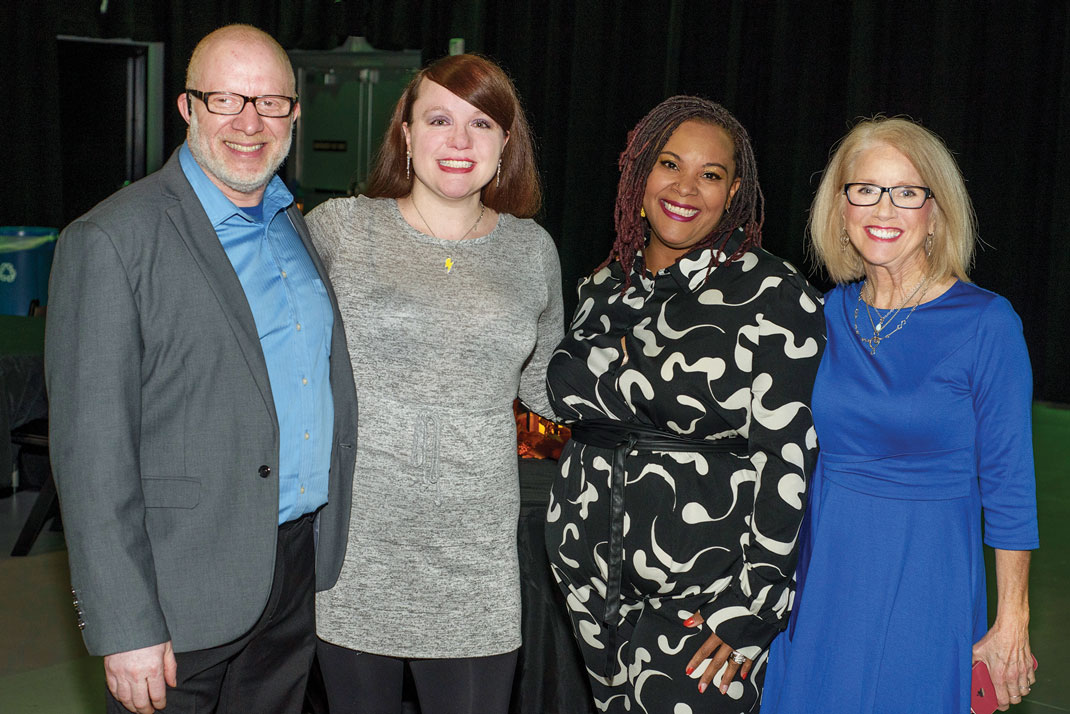 Photography by Michael Hampton / From left, Donley Ferguson, Lisa Atkins, Tamara Steward and Judy Herman attend the second annual DisruptHR event at the Signal.