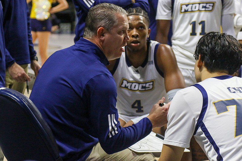 Staff file photo by Olivia Ross / UTC men's basketball coach Dan Earl said the Mocs "have to be better defensively" after struggling on that end of the court in Sunday's loss at Morehead State.