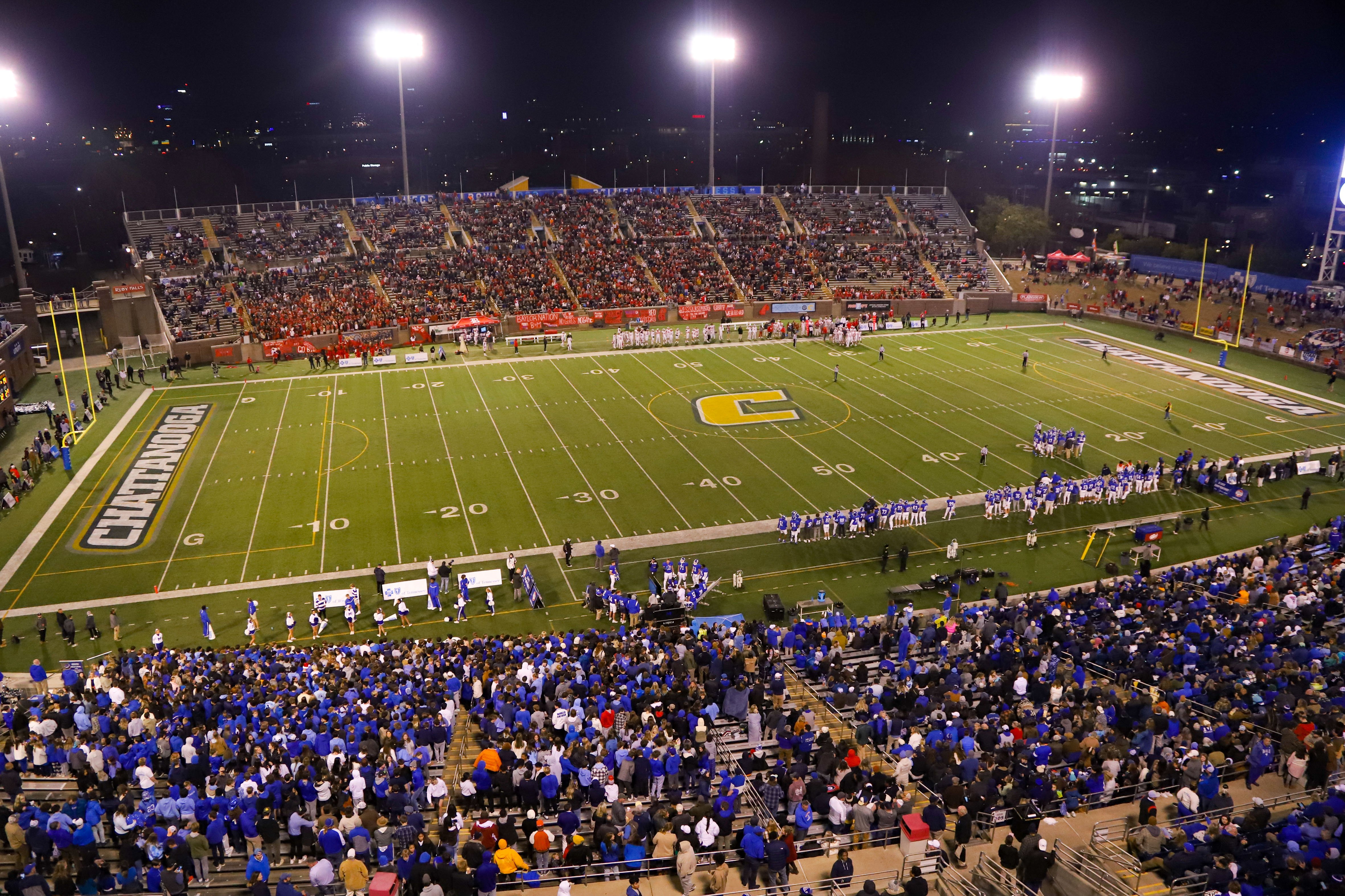 Staff photo by Olivia Ross / Baylor and McCallie fans fill the stands. Baylor took on McCallie on Thursday, November 30, 2023 in the BlueCross Bowl Division II-AAA state championship game at Finley Stadium.
