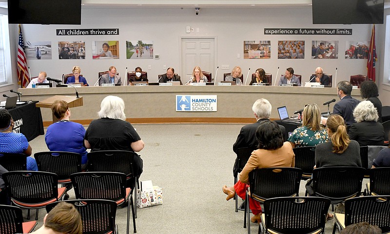 Staff Photo by Robin Rudd / The Hamilton County school board is seen at a meeting in 2022.