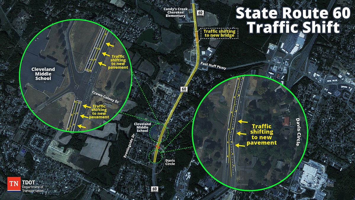 Highway 60 traffic in Cleveland, Tennessee, to shift to new