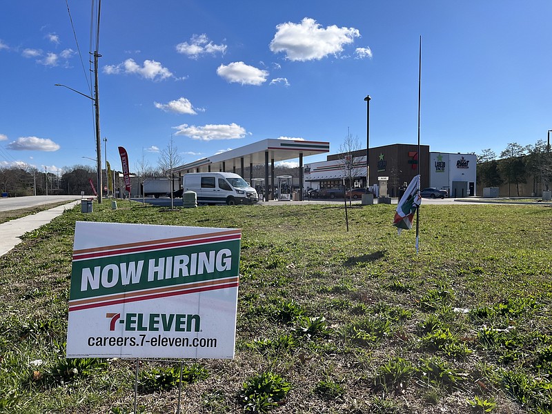Staff Photo by Dave Flessner / The 7-Eleven store on Amnicola Highway, shown Thursday, is among many local employers seeking to hire more workers amid the continued tight labor market. The nonseasonally adjusted jobless rate in the Chattanooga area fell last month to 3.2%.