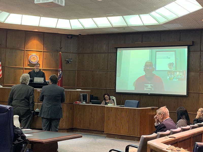 Staff Photo by Ellen Gerst / Darryl Roberts, accused in a September 2023 fatal shooting in downtown Chattanooga, appears in court by video call on Jan. 5, 2024.
