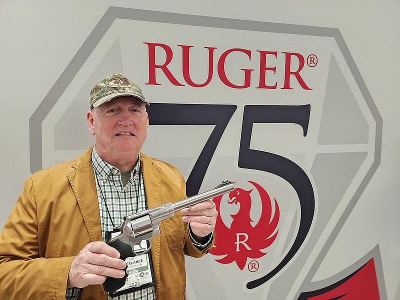 Contributed photo / "Guns & Cornbread" columnist Larry Case tried out a Ruger Super Redhawk chambered in .22 Hornet on the range as part of his visit to Las Vegas for this year's SHOT Show.