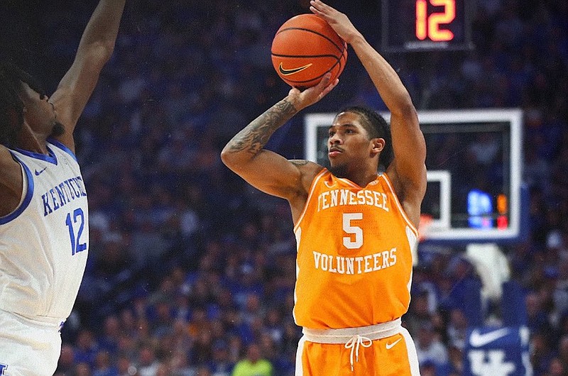 Tennessee Athletics photo / Tennessee junior guard Zakai Zeigler scored 26 points and dished out 13 assists Saturday night to help lead the No. 5 Volunteers to a 103-92 win over No. 10 Kentucky inside Rupp Arena.